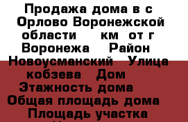 Продажа дома в с. Орлово Воронежской области, 30 км. от г. Воронежа. › Район ­ Новоусманский › Улица ­ кобзева › Дом ­ 71 › Этажность дома ­ 1 › Общая площадь дома ­ 65 › Площадь участка ­ 1 000 › Цена ­ 1 600 000 - Воронежская обл. Недвижимость » Дома, коттеджи, дачи аренда   